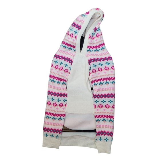 Novogratz Pets Dog Sweater Small Hooded Pup Fleece Lined Coat Teal Pink Nordic - Picture 1 of 2
